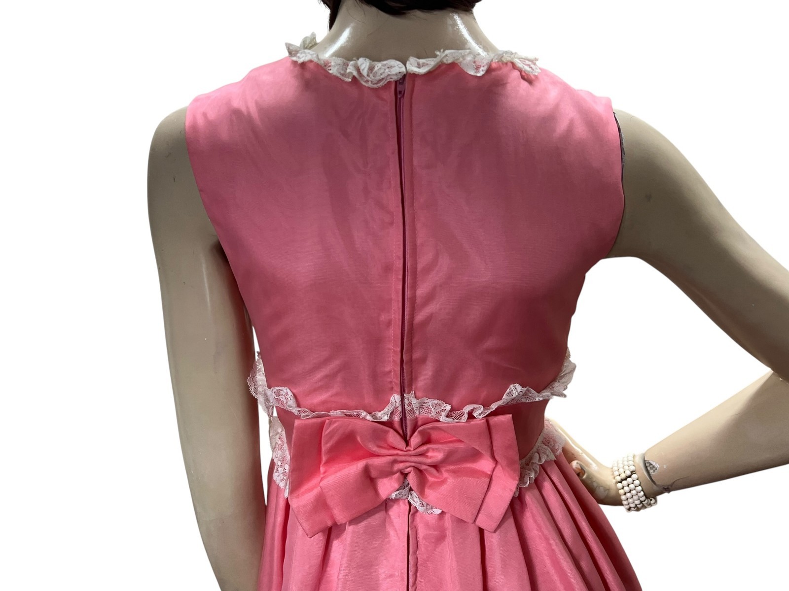 NOS Vtg 60s Sz 8 S 34 B 26 W Prom Gown Dress Pink Priscilla of Boston Silk Rayon
