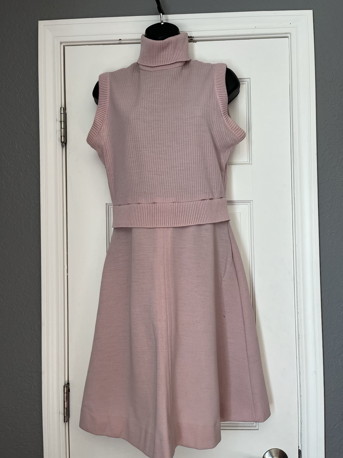 Vintage 1960s Tennis Jersey Knit Dress Size M Pink