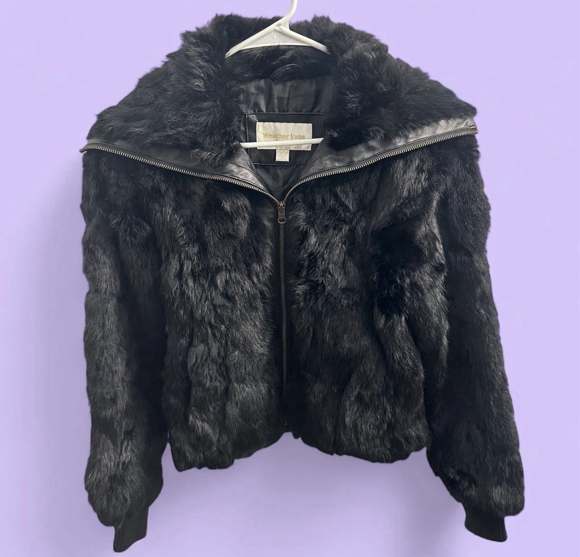 Vintage Weather Vane Genuine Rabbit Fur Bomber Jacket Size Medium Luxe Mob Wife