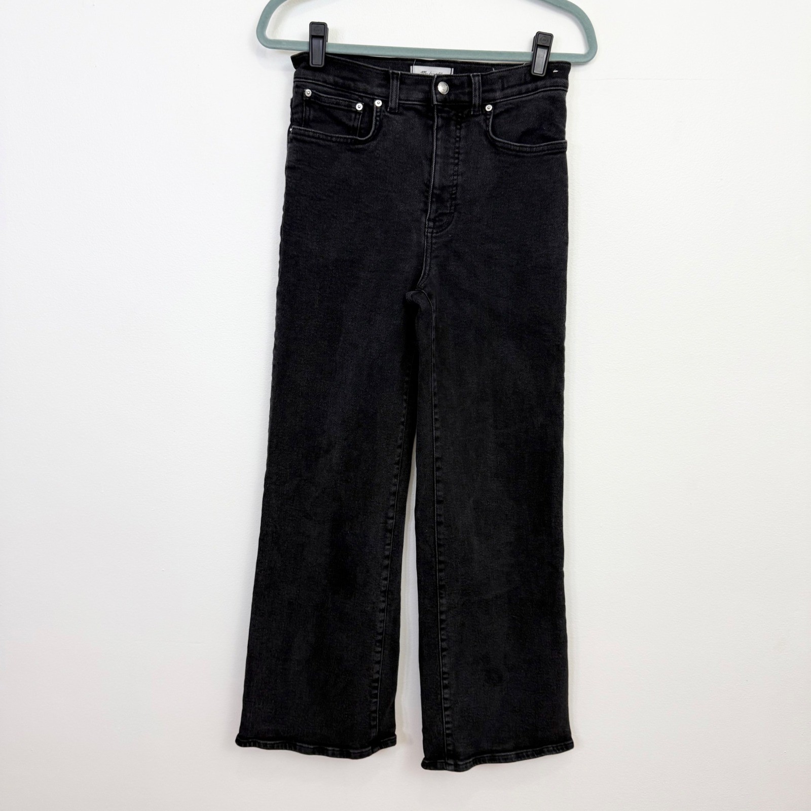 Madewell The Wide Leg Jean Super Stretch Black High Rise Size 28