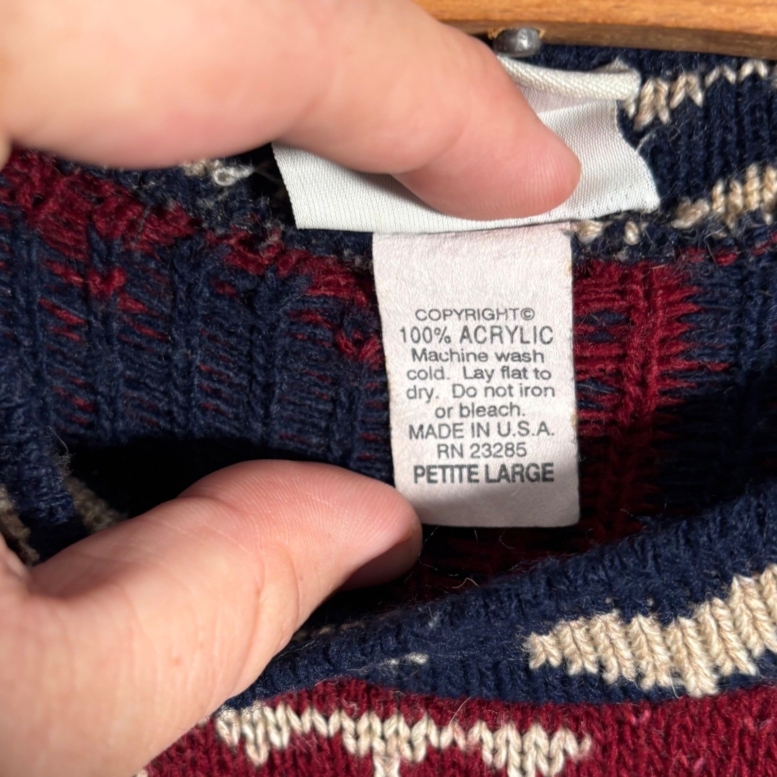 Classic Elements Vintage 90s Patchwork Heart Rose Knit Sweater Petite Large USA
