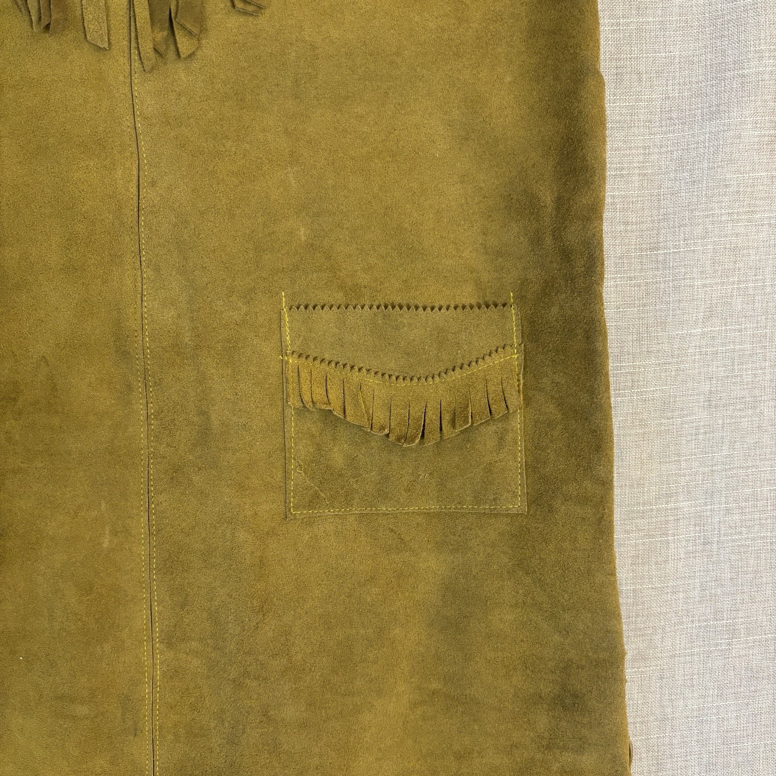 Vintage Gaitan Leather Fringe Vest Made Mexico Small/34 Western Boho Great Shape