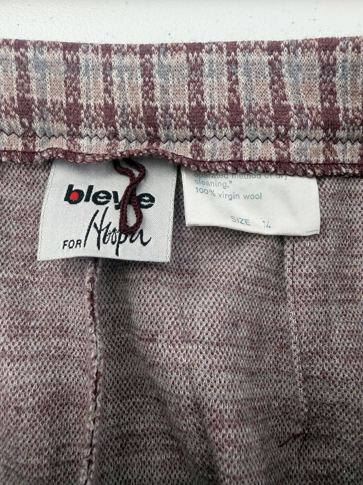 Vintage Bleyle For Hooper Pull On Virgin Wool Purple Plaid Pants 14 Retro