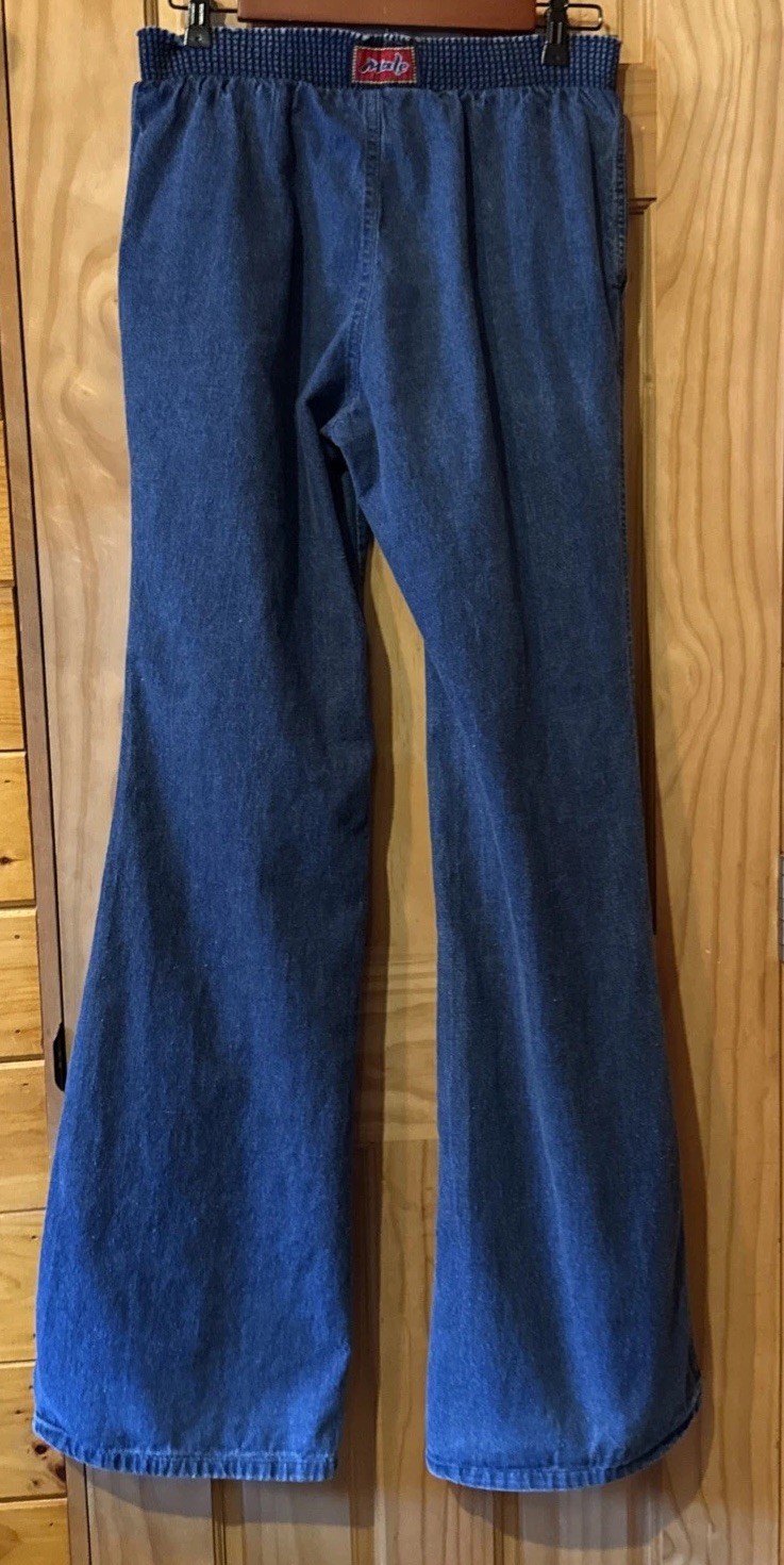 Vtg 70s MALE Flare Leg 12” Wide Bell Bottom Hip Hugger Denim Jeans Pants 29/34”