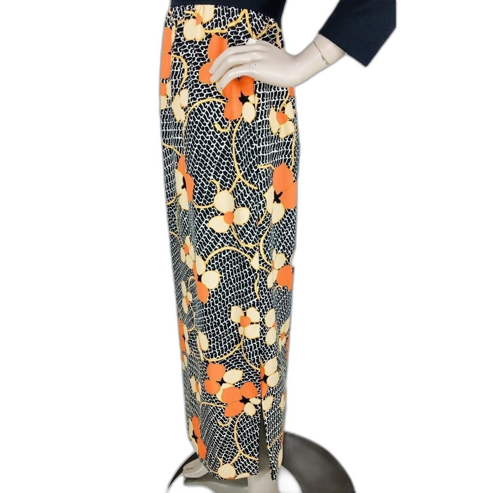 Vintage 70s MOD Floral Cinched Empire Waist Double-Knit Textured Maxi Dress NEW