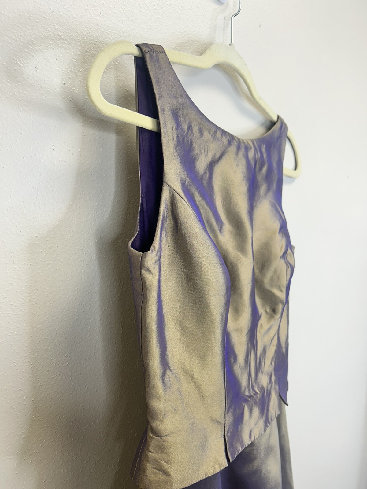 Vintage 90s Y2K iridescent formal dress gold purple renaissance prom wedding