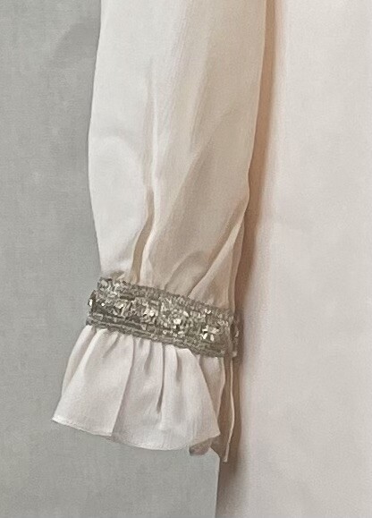 Light Blush Chiffon Vintage 1960s Evening Shift Dress XS Fancy Collar Organza