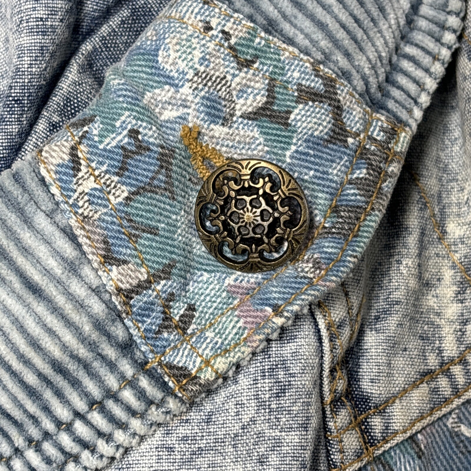 Vintage Braetan 80s Acid Wash Denim Patchwork Quilted Jacket Sleeve Medium Retro