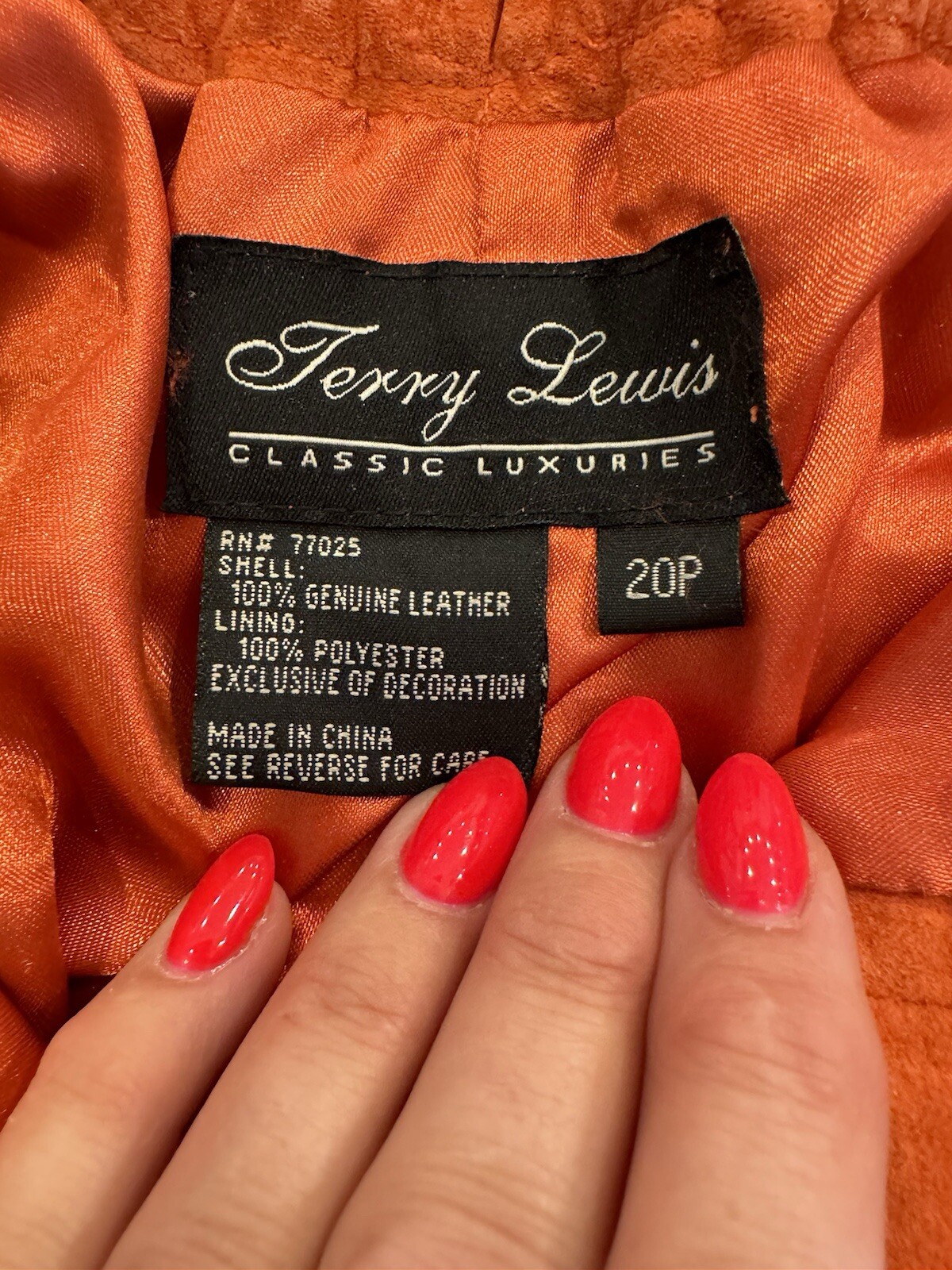 VTG 1990s Terry Lewis 100% Leather Suede Pants Sz. 20p NWT Cooper / Orange NWT !