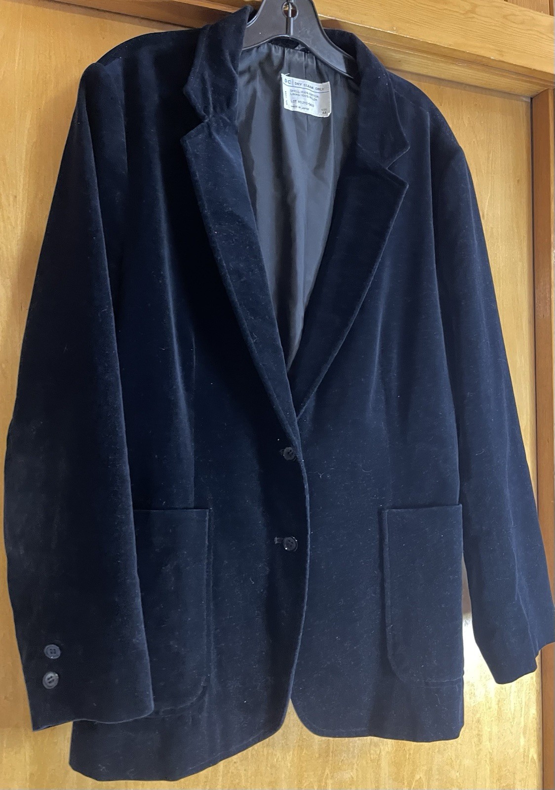 VINTAGE 70s DC Womens 44 XL-XXL Androgyny Black Velvet Blazer, Made in Japan