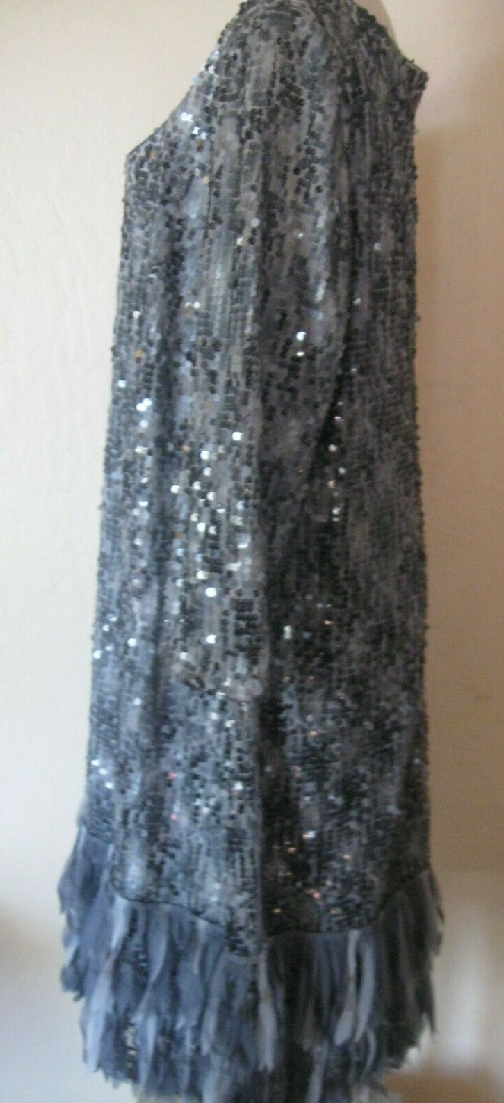 Vintage Silver Sequin Dress Ignite Evening wispy Sparkle Glitzy Dance Dressy 24W