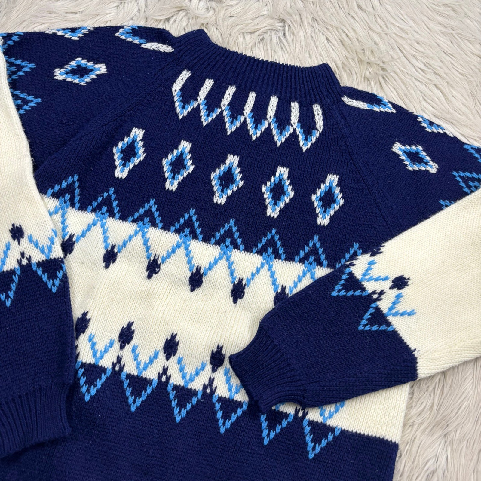 Vintage Fashion Sportswear Women’s M Fair Isle Stripe Sweater Skiing Winter