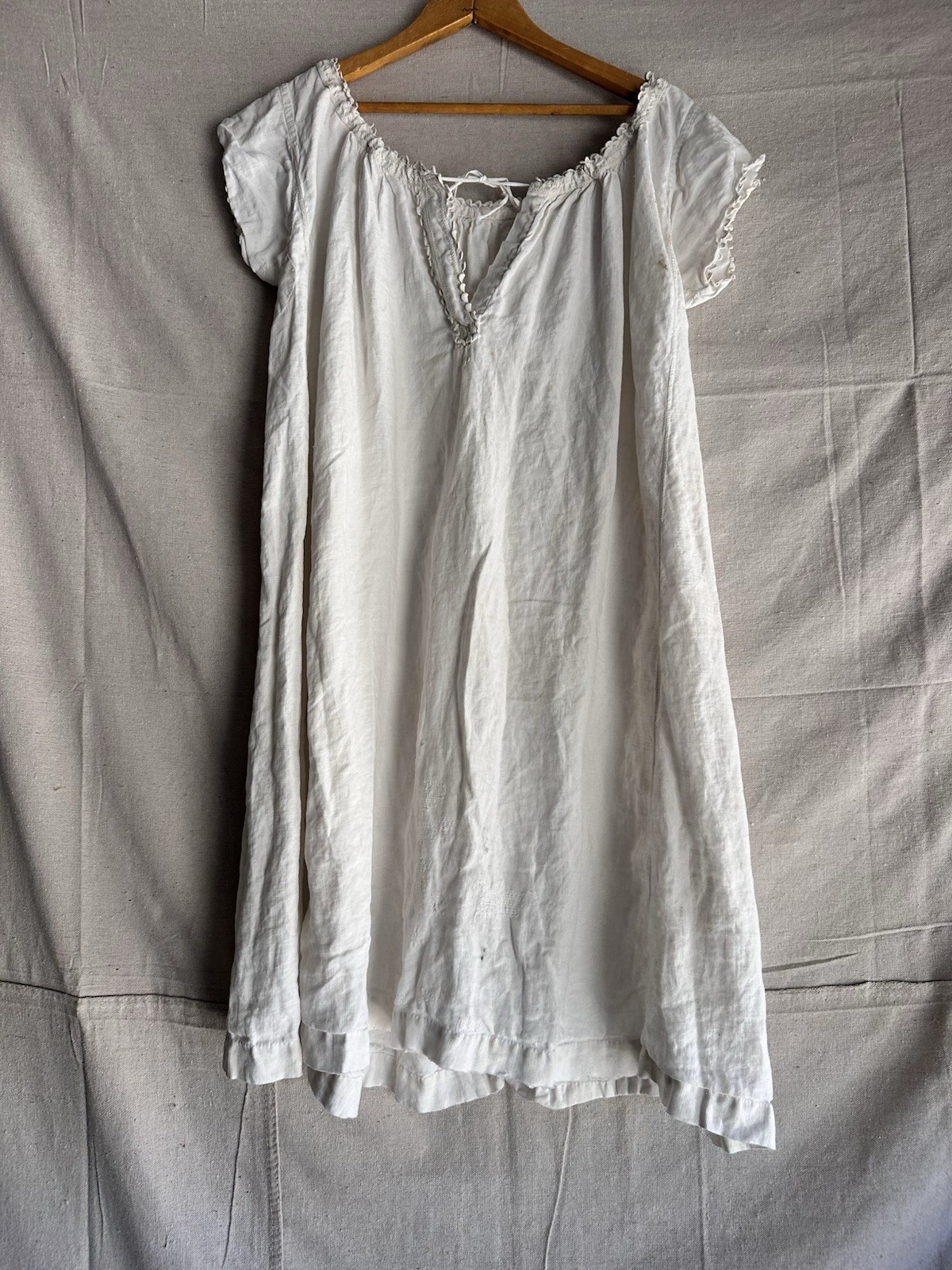 Resale Lot Antique 1900s French Dress Linen Cotton Printed Women’s S M L