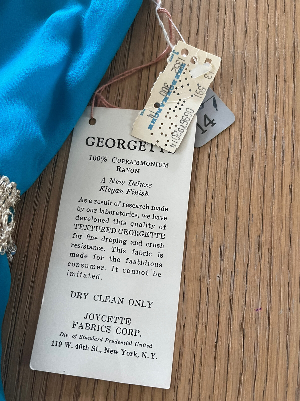 Vintage Georgette Joyce Teal Dress Bon Marche New Tags Empire 1960s m