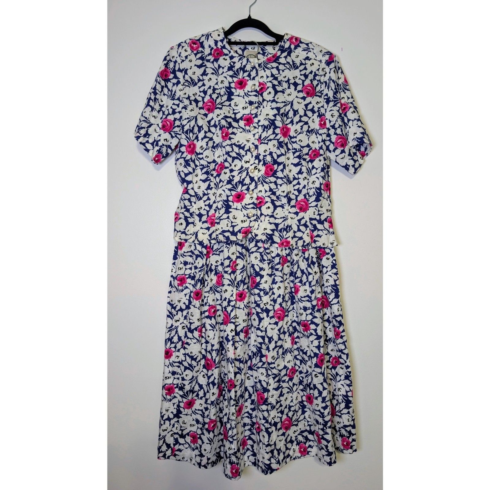 VTG J Jill Floral Skirt Set Small Cottagecore Cotton USA Matching 2pc Romantic