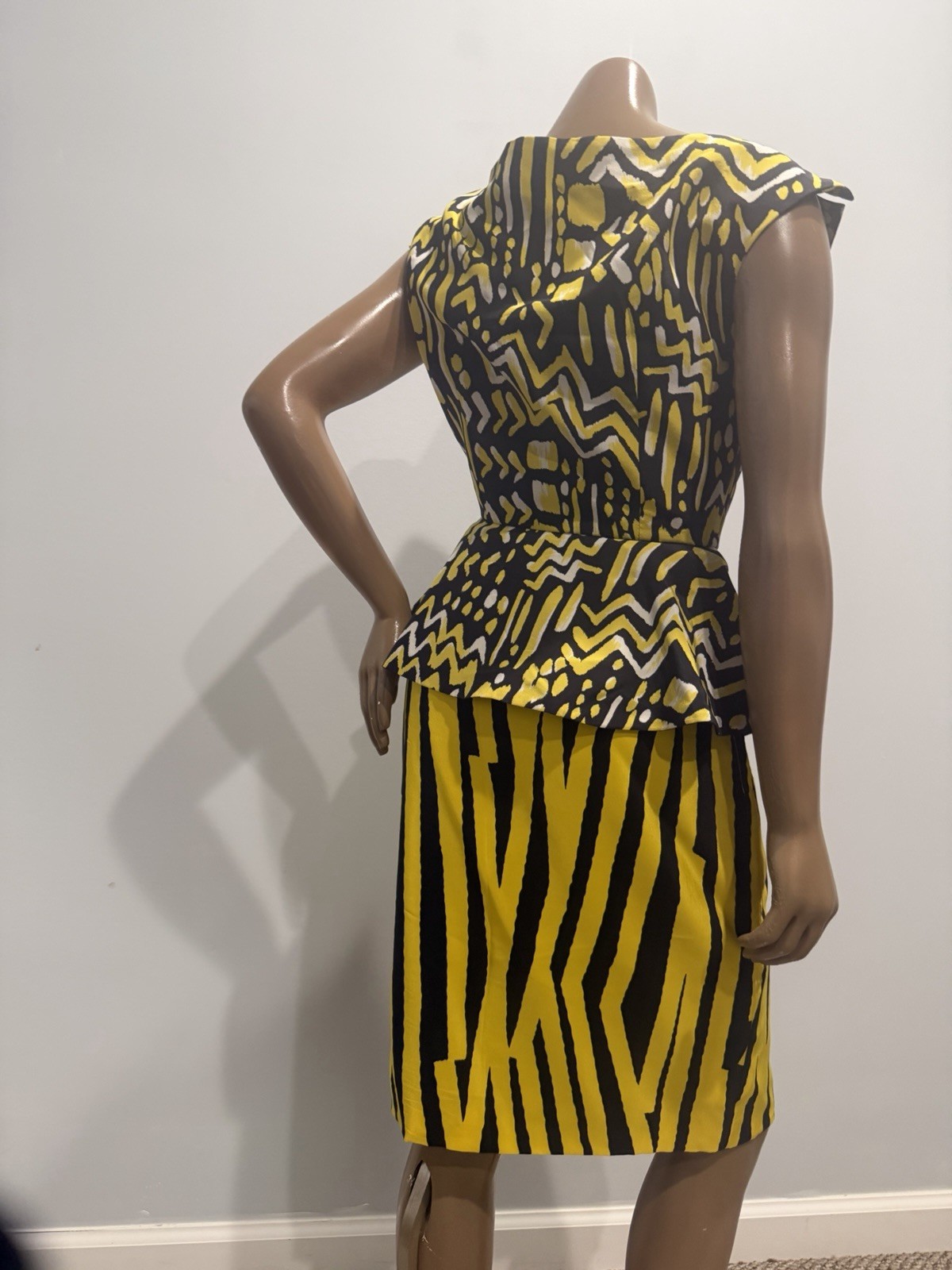 Vicky TIEL Vintage Couture 2pc Skirt Suit Yellow/Black Animal Print & Pattern