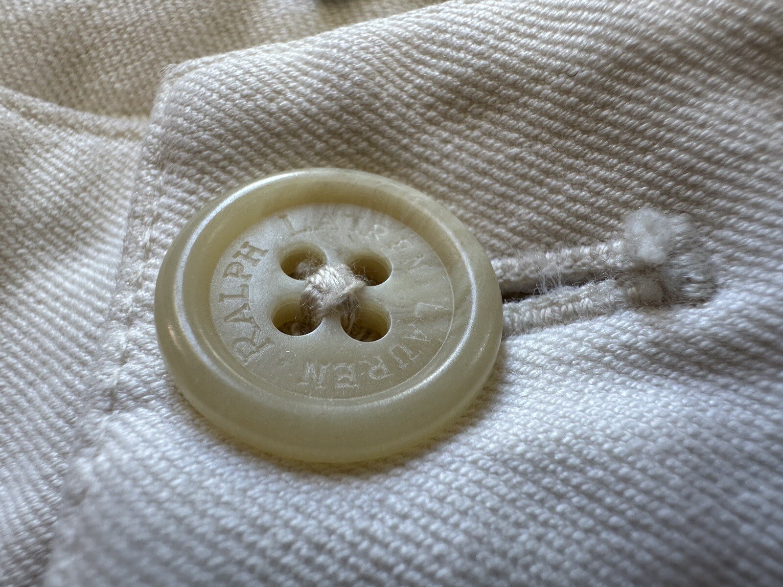 Vintage Polo Ralph Lauren White Cotton & Elastane Pleated Back Pants Sz 10
