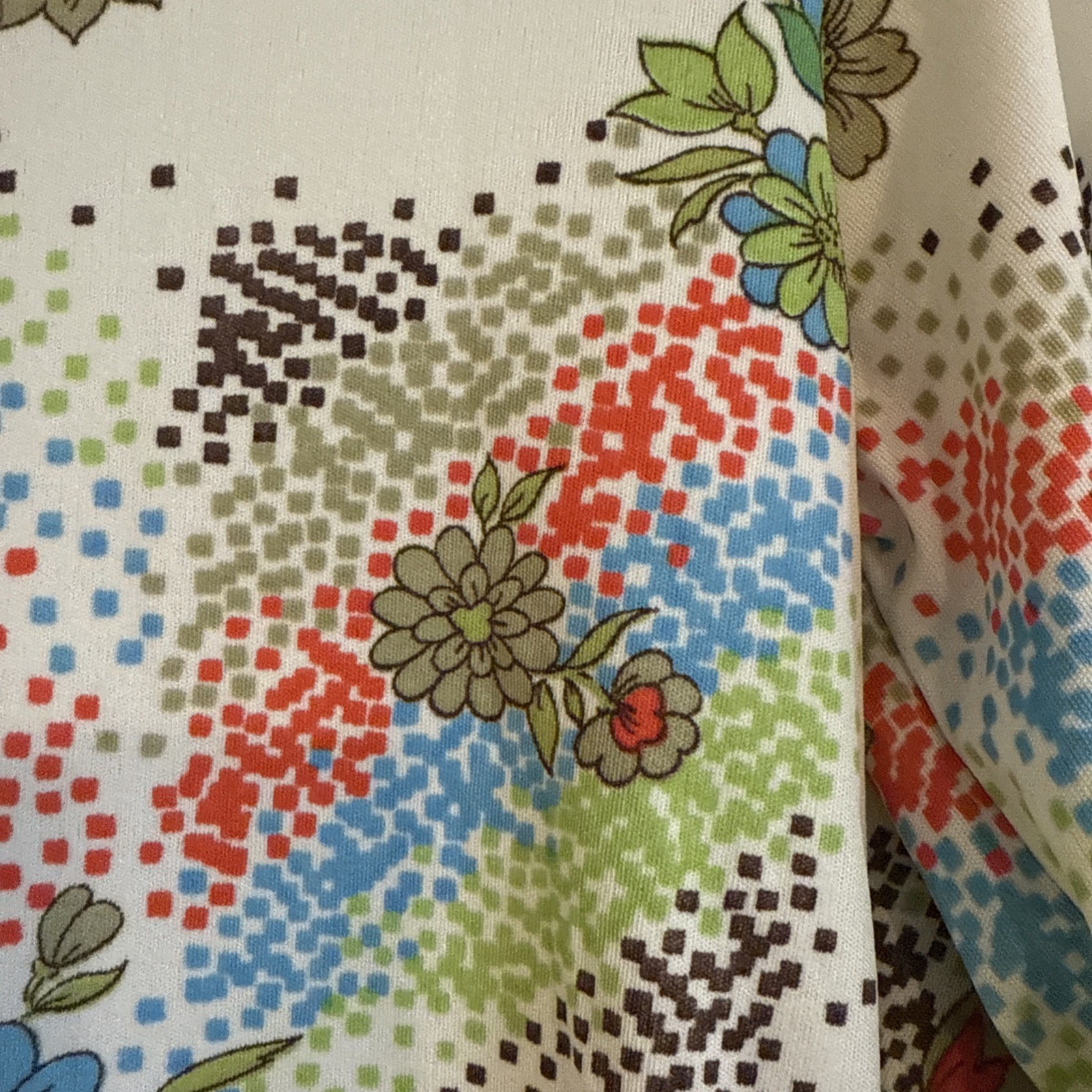 Robert Firenze Butterfly Collar Blouse Small – Floral Geometric Print Nylon NWOT