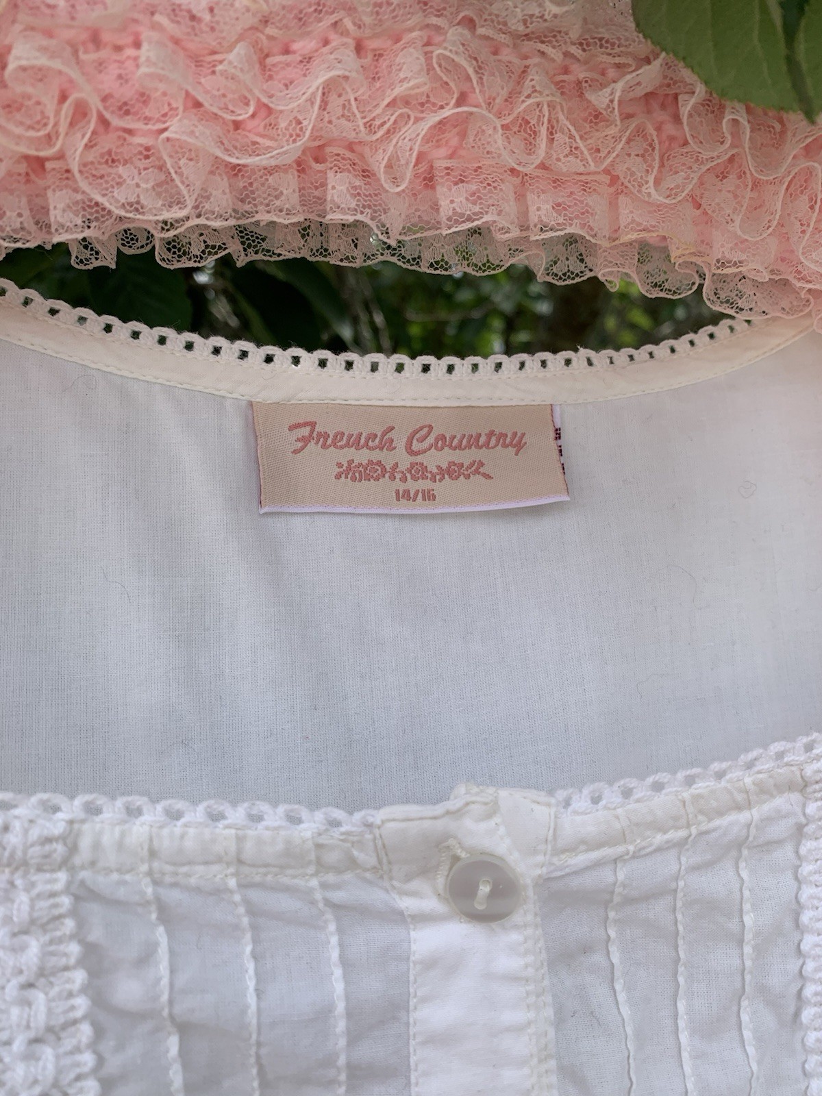 Vintage French Country Nightie Romantic Antique Style Cotton Night Shirt