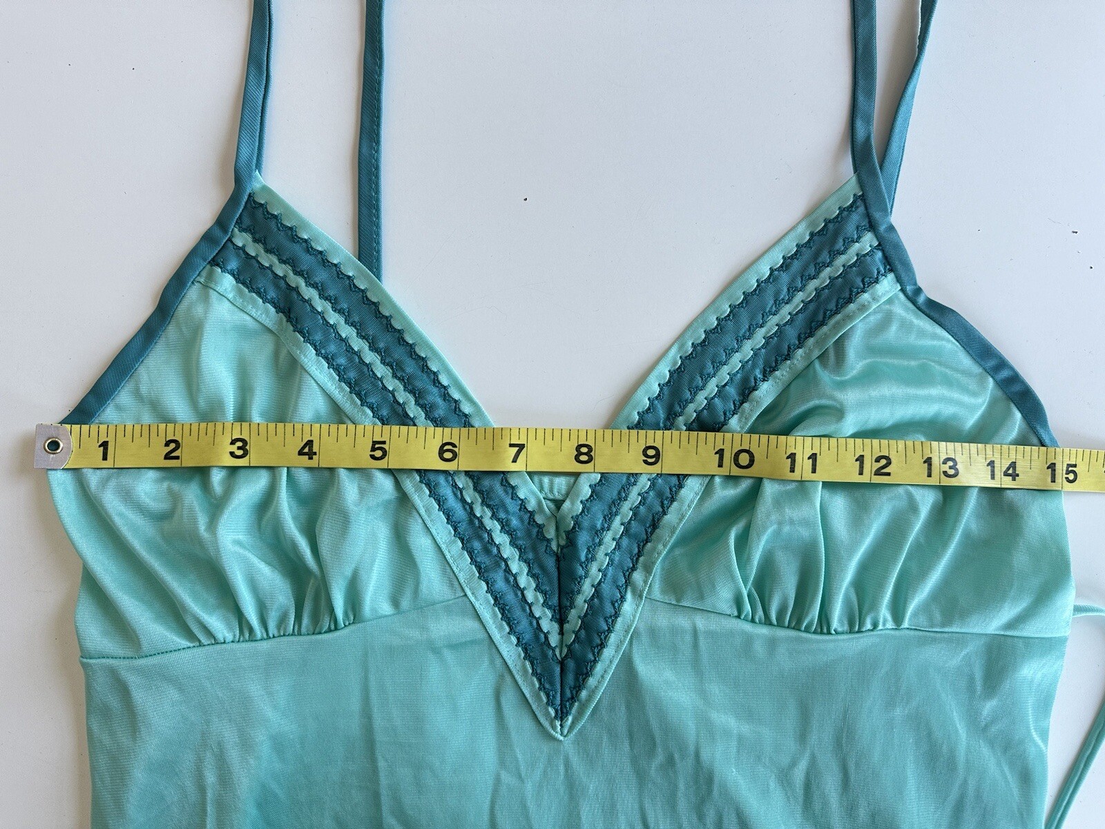 Vintage 70s Dutchess Individually Yours Teal Nightgown Slip Fairy Whimsy Cottage