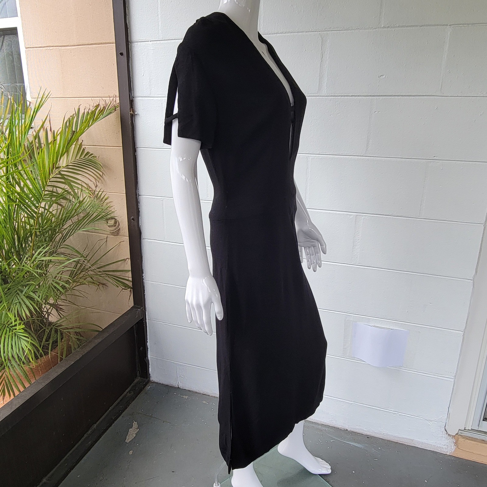 Vintage 70s Unbranded Maxi Dress Black Women’s M Minimalist Stretch Goth Retro