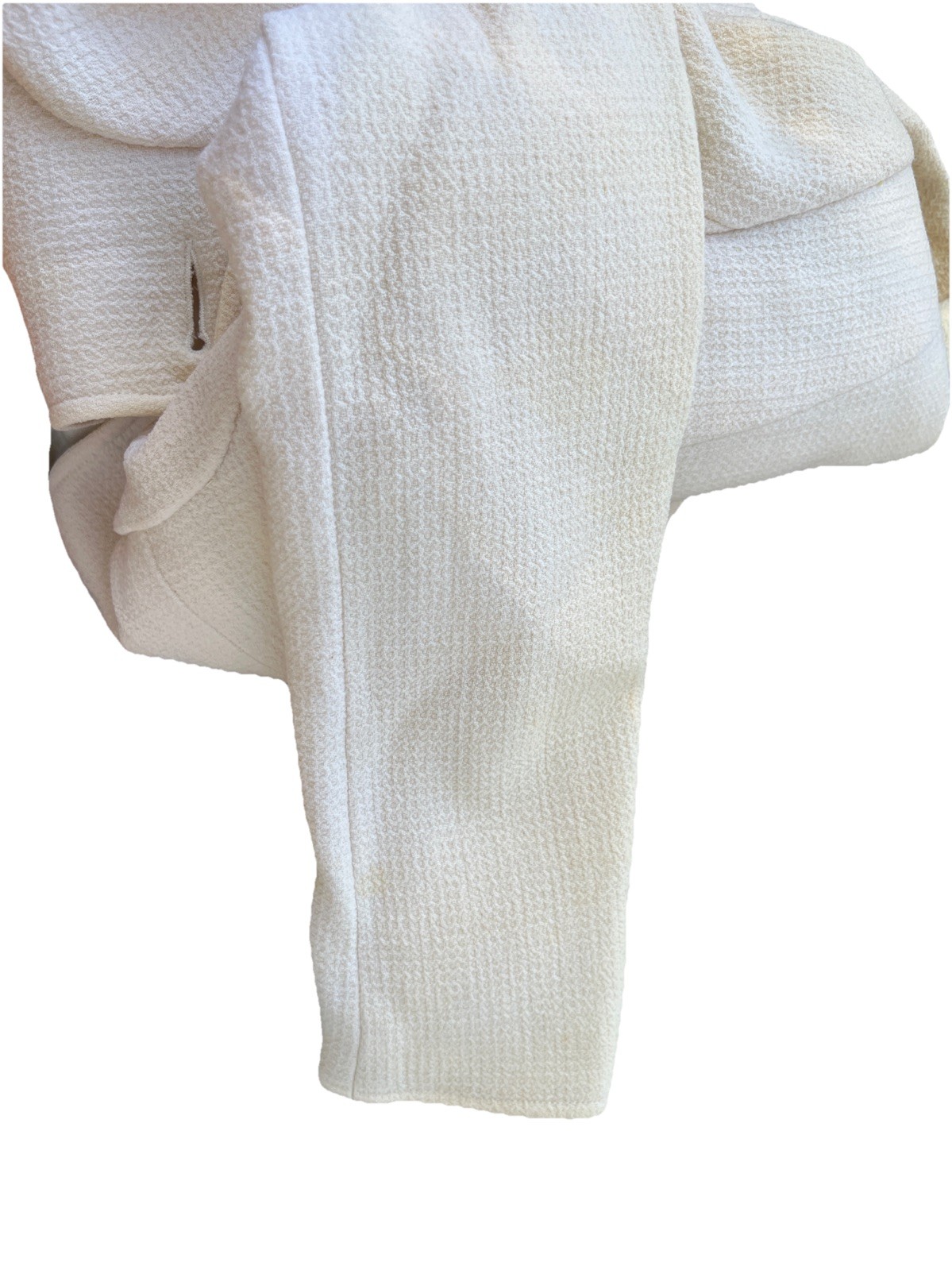 Chanel Vintage Spring 1989 White Wool Crepe Jacket 36 Chain Gold CC Buttons 36