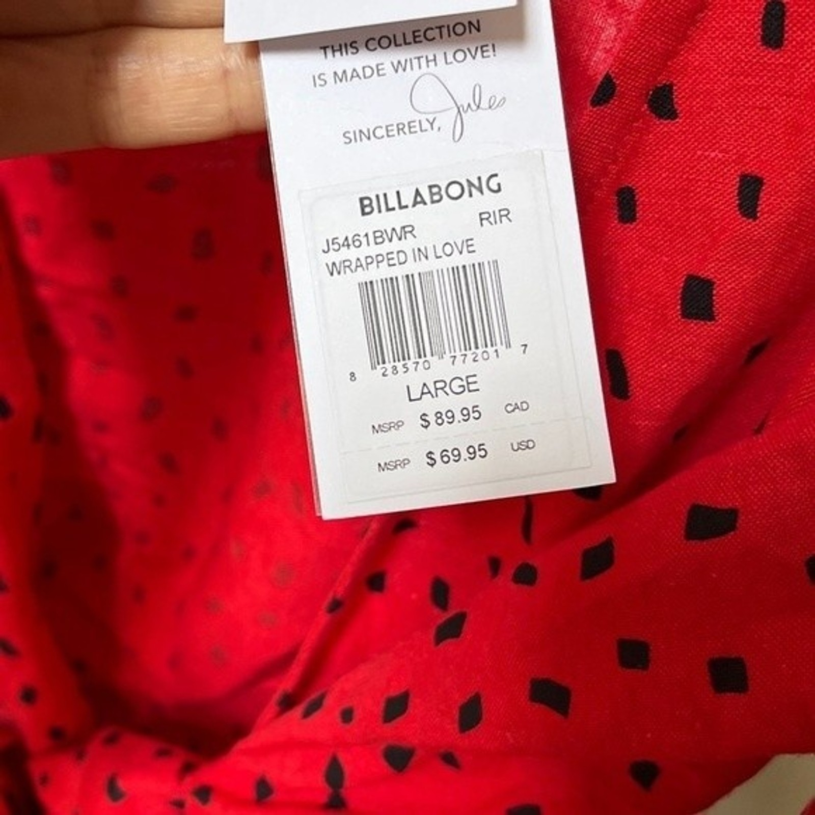 Billabong X Sincerely Jules Wrapped In Love Printed Wrap Top L NWT