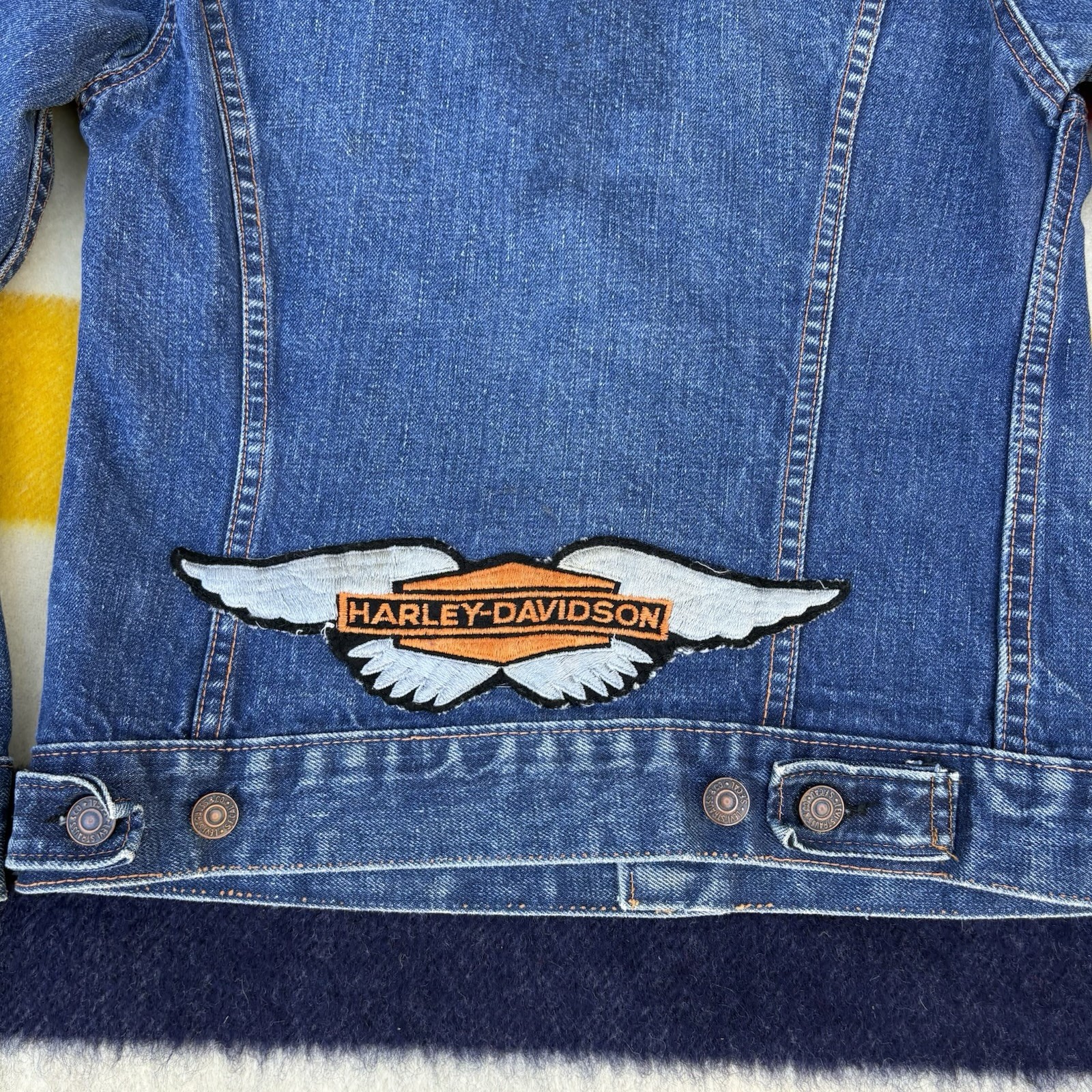 Vintage 1970s Levi’s Big E Denim Trucker Jacket Type 3 Embroidered Hippie Biker