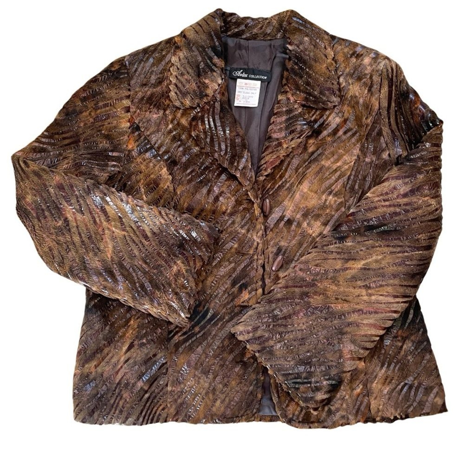 Artex Faux Fur/Leather Look Vintage Jacket – Size 12 Retro Boho Chic