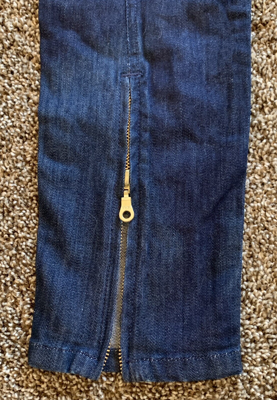 VTG Y2K Christian Audigier JEANS TAPER CROP ZIP LEG Low Rise DARK WASH 29X26