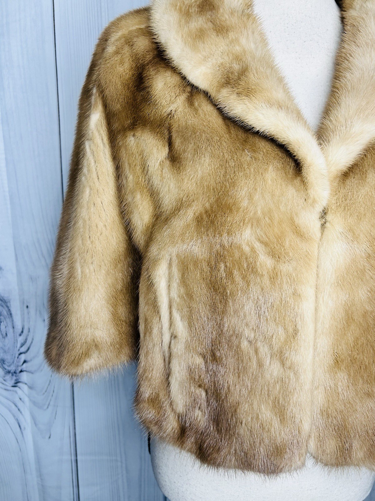 Vintage Mink Fur Cropped Cape Coat Jacket Honey Brown Style Rich’s Fur Salon