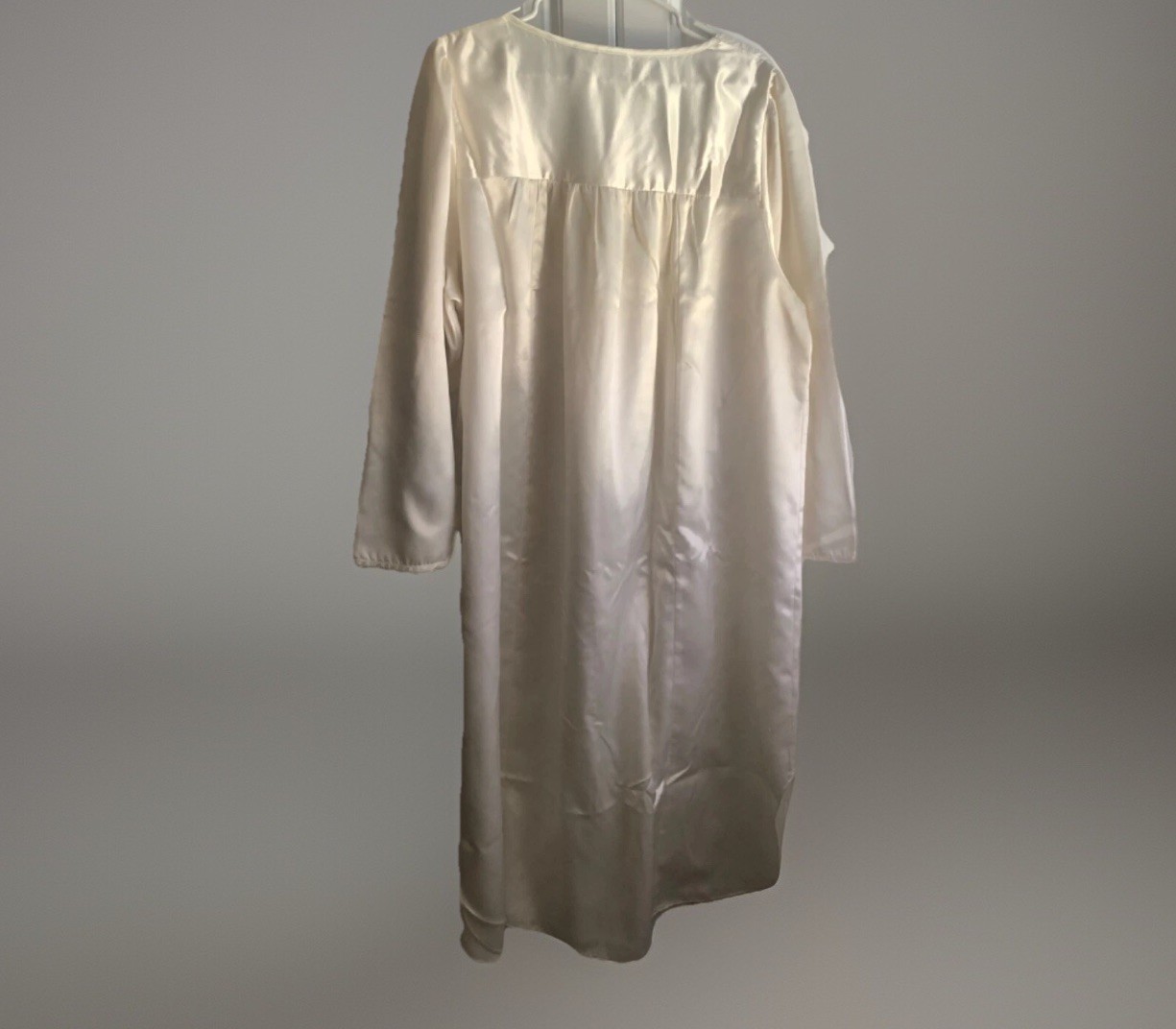 Delicates Vintage Victorian Style Nightgown Gown Satin Warm Lined Ivory Large