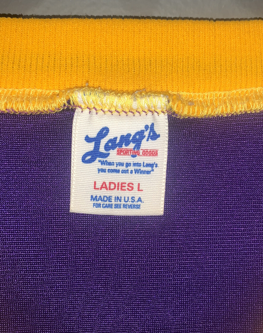 VTG Womens 1980s USA Sz Large UNA LIONS Basketball Jersey Purple Gold WNBA