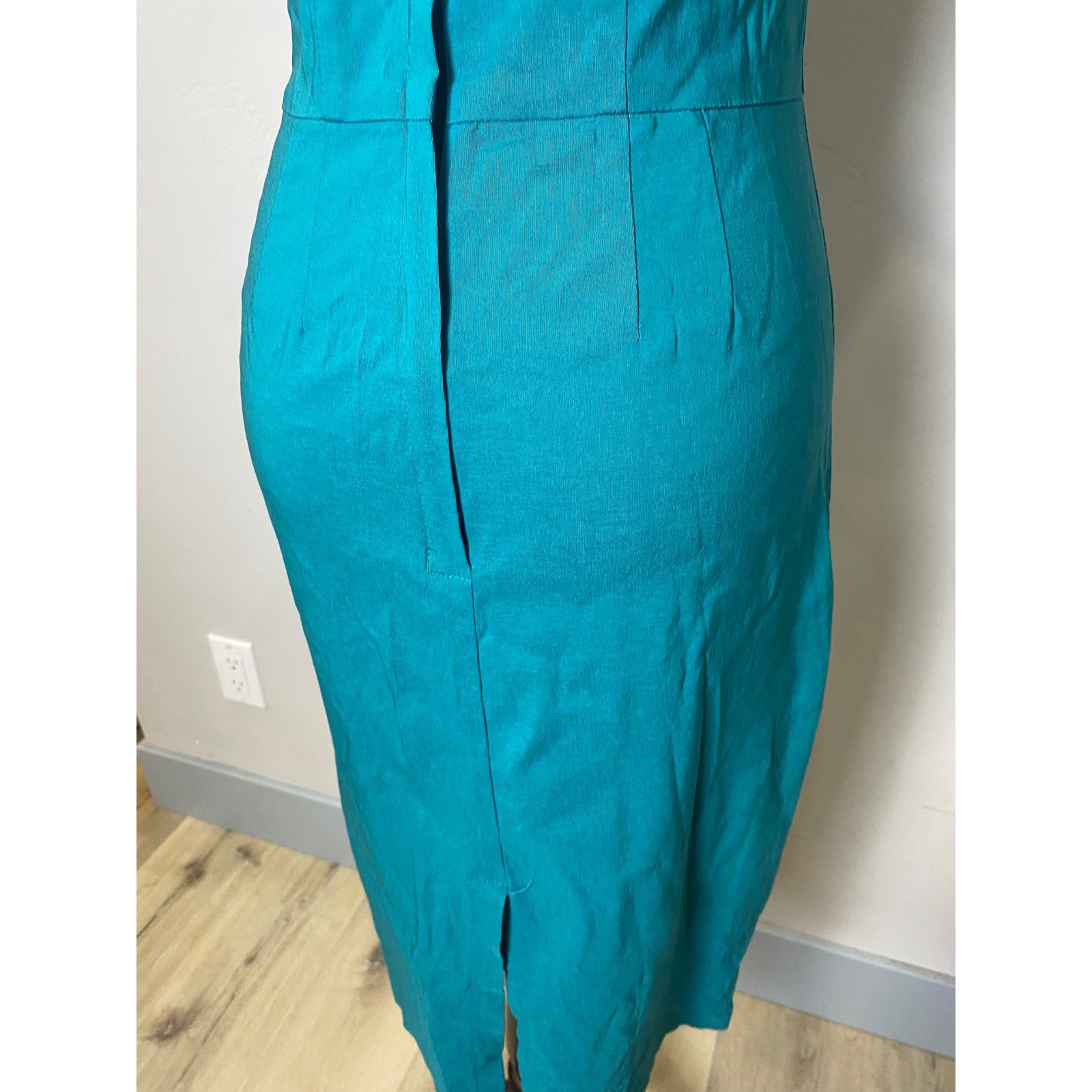 Bettie Page Las Vegas Vintage 60s Style Teal Wiggle Pencil Dress Turquoise S
