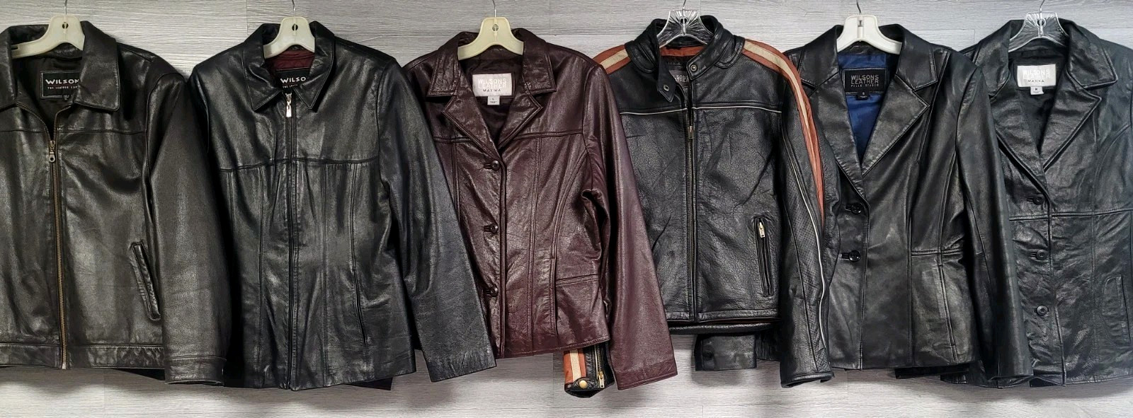 WOMENS LOT OF 6 WILSONS LEATHER JACKETS BIKER BLAZER CAFE RACER MOTO SIZES S-XL