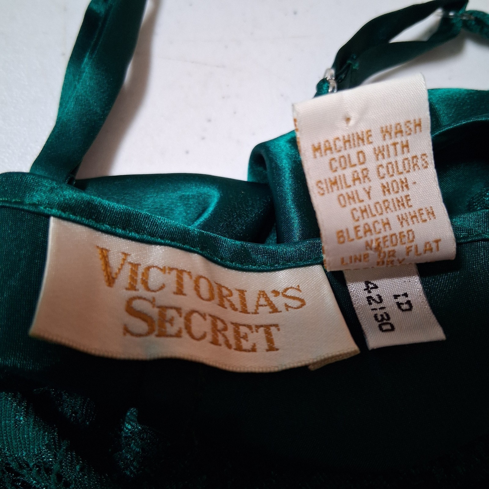 Vintage 1990s Victorias Secret Nightgown Small Emerald Green Lace Satin Intimate