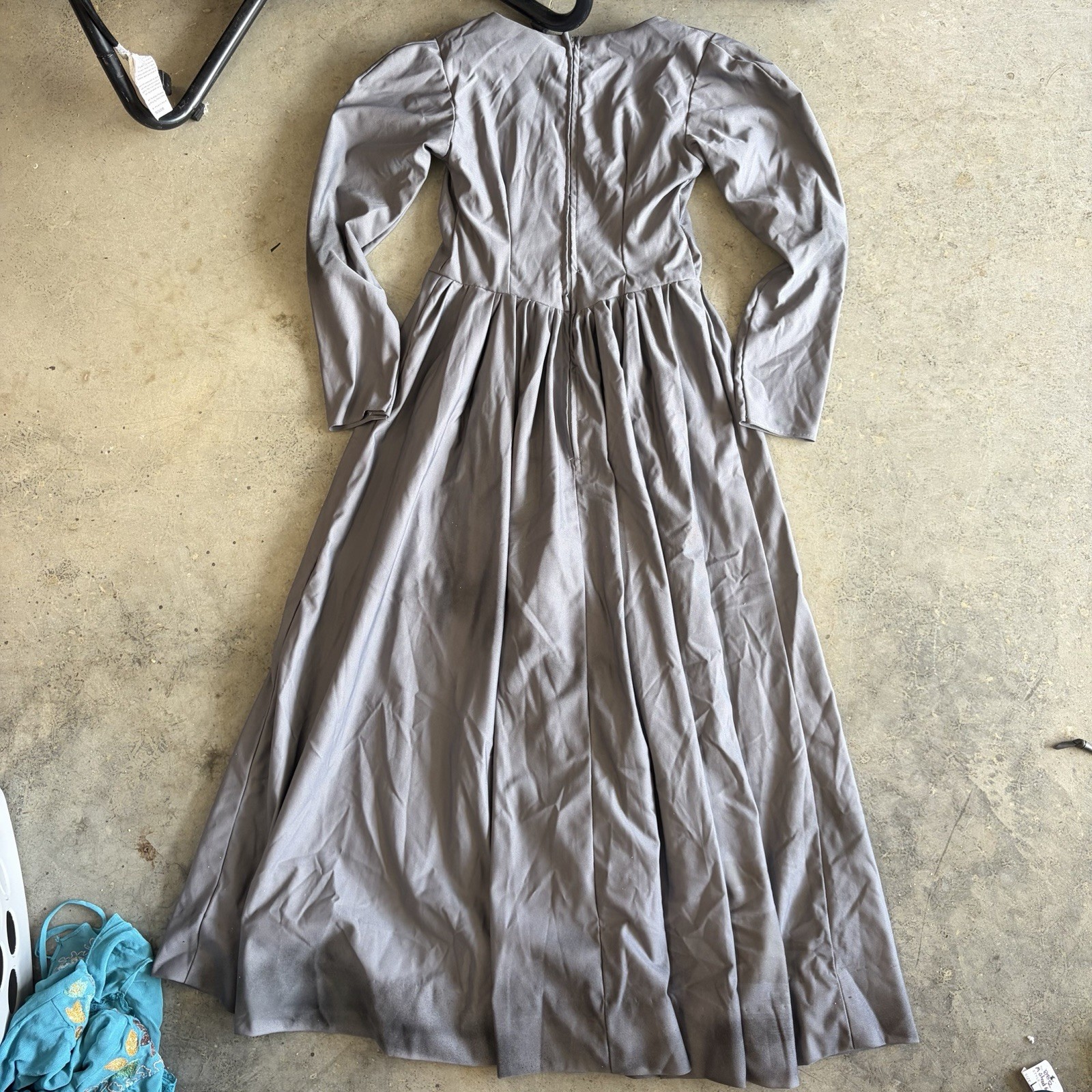 60s Vintage Grey Handmade Maxi Dress