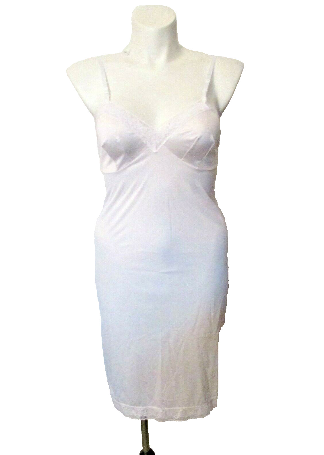 Vanity Fair 10-103 Semi-Sheer Off-White Nylon Lace Trim 22″ Full Dress Slip 36