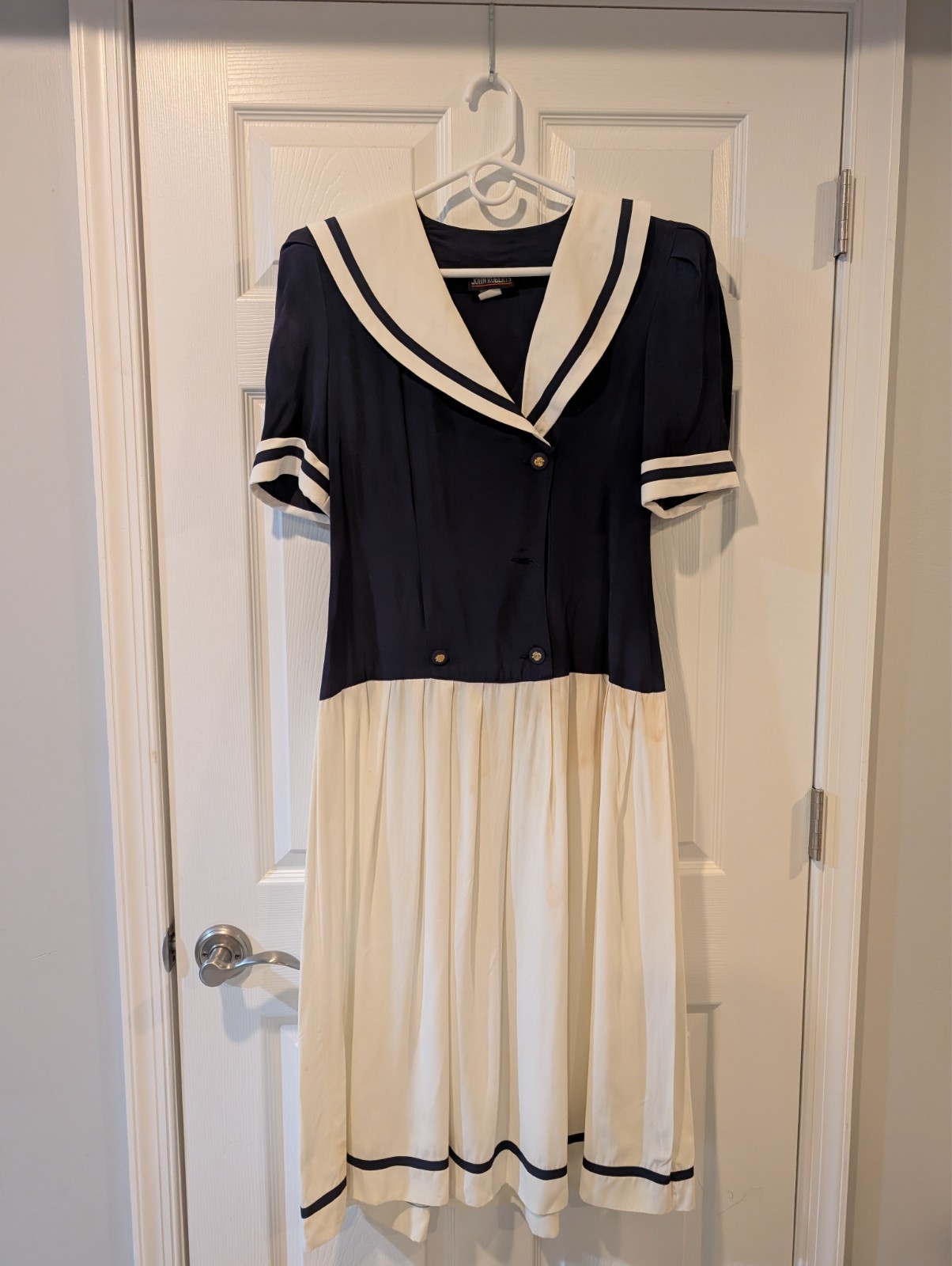 Patriotic Vintage Maxi Sailor Dress John Roberts Navy Fourth of July America
