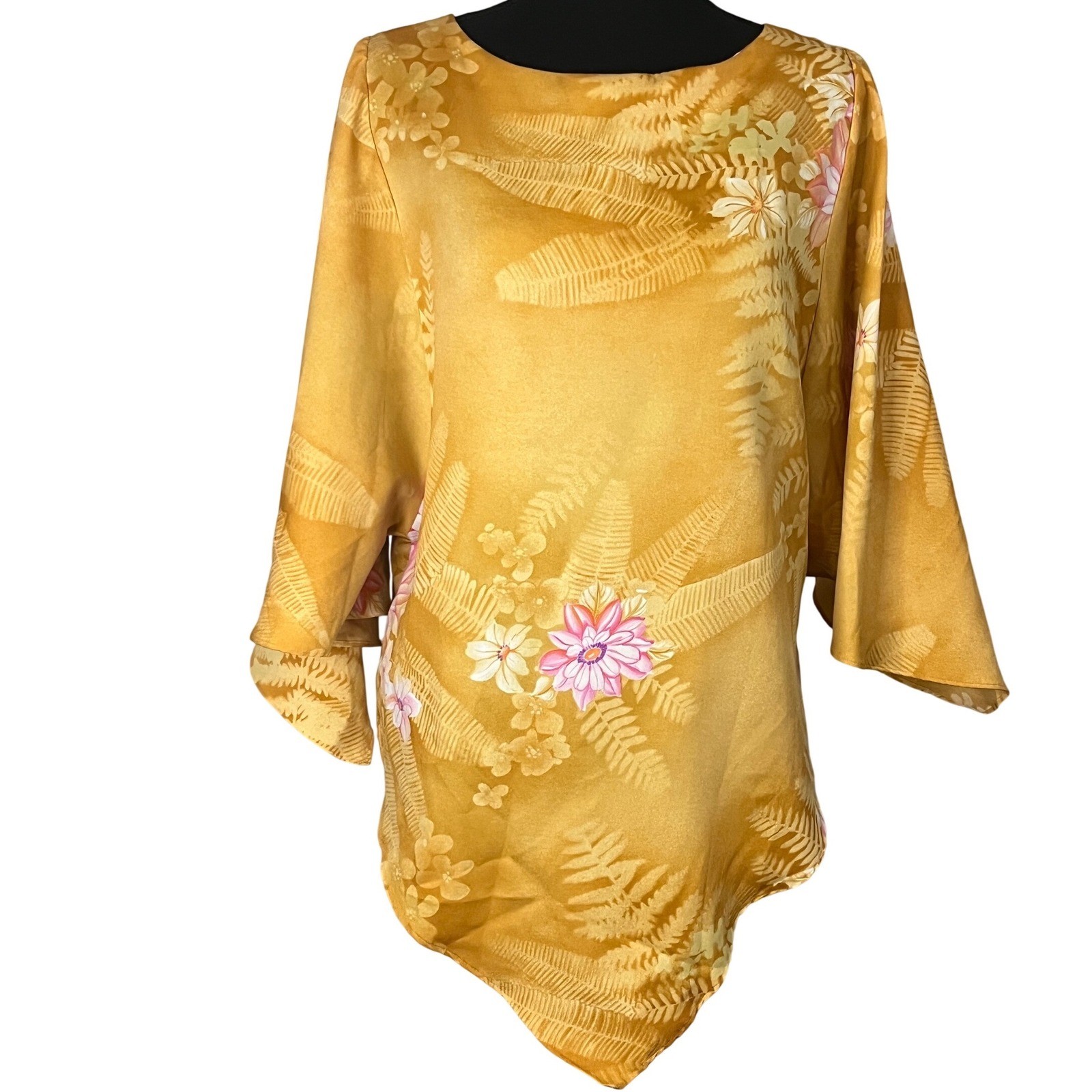 Sun Fashions Of Hawaii Honolulu 60s 70s Top Groovy Vintage Handkerchief hem