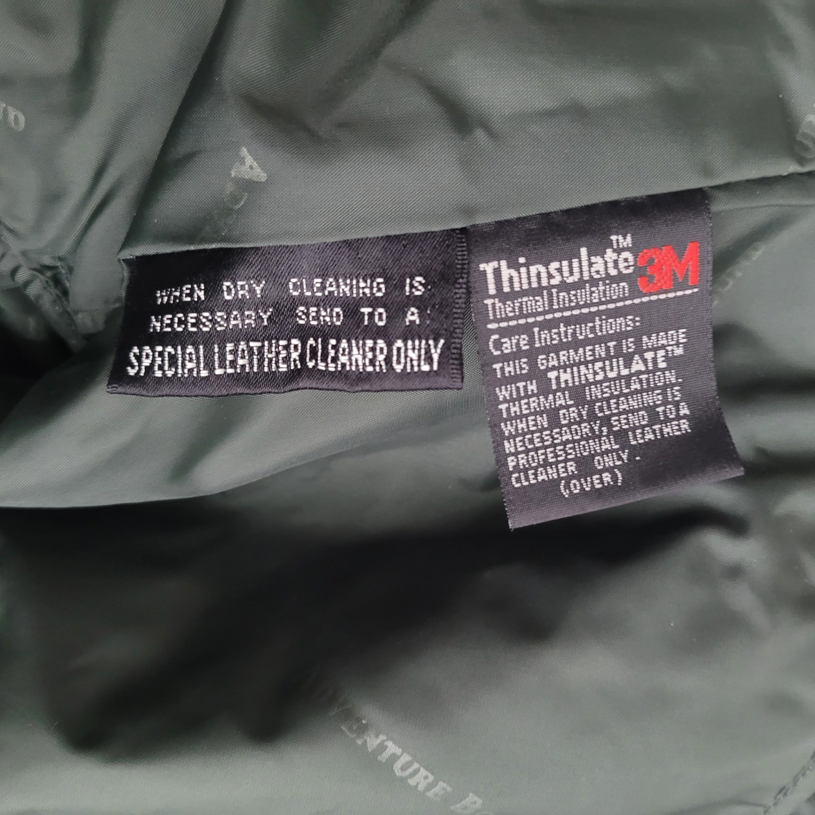 Vintage Adventure Bound Wilson’s dark green leather bomber jacket thinsulate