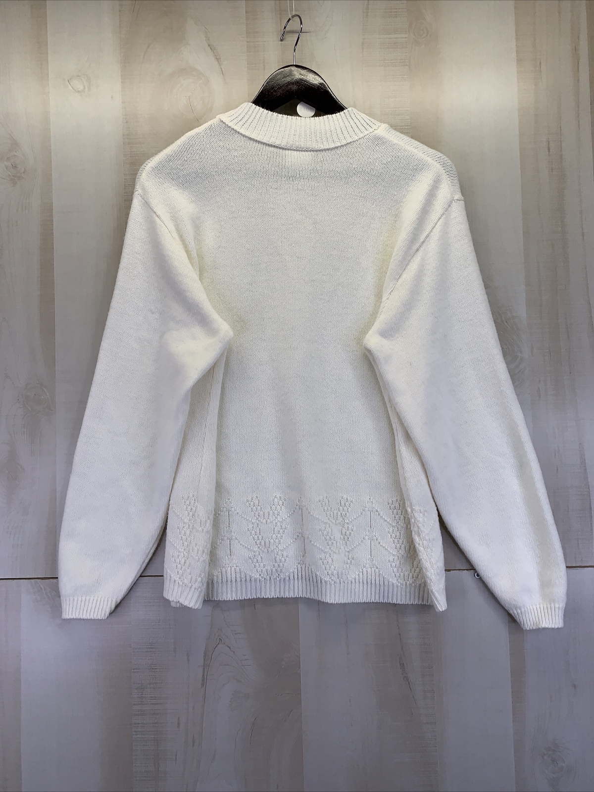 Vintage 1980-90s Company Collection Womens Ivory Knit Grandma Style Sweater -L-