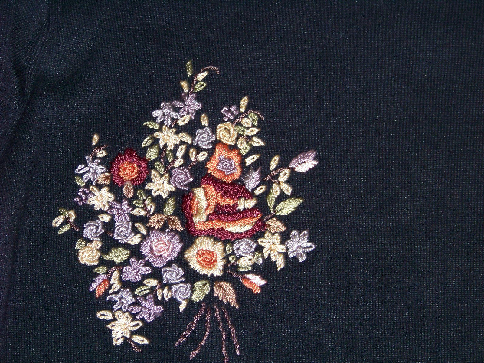 Vintage Bonnie & Bill by Holly Pullover Sweater – S – Floral Embroidery