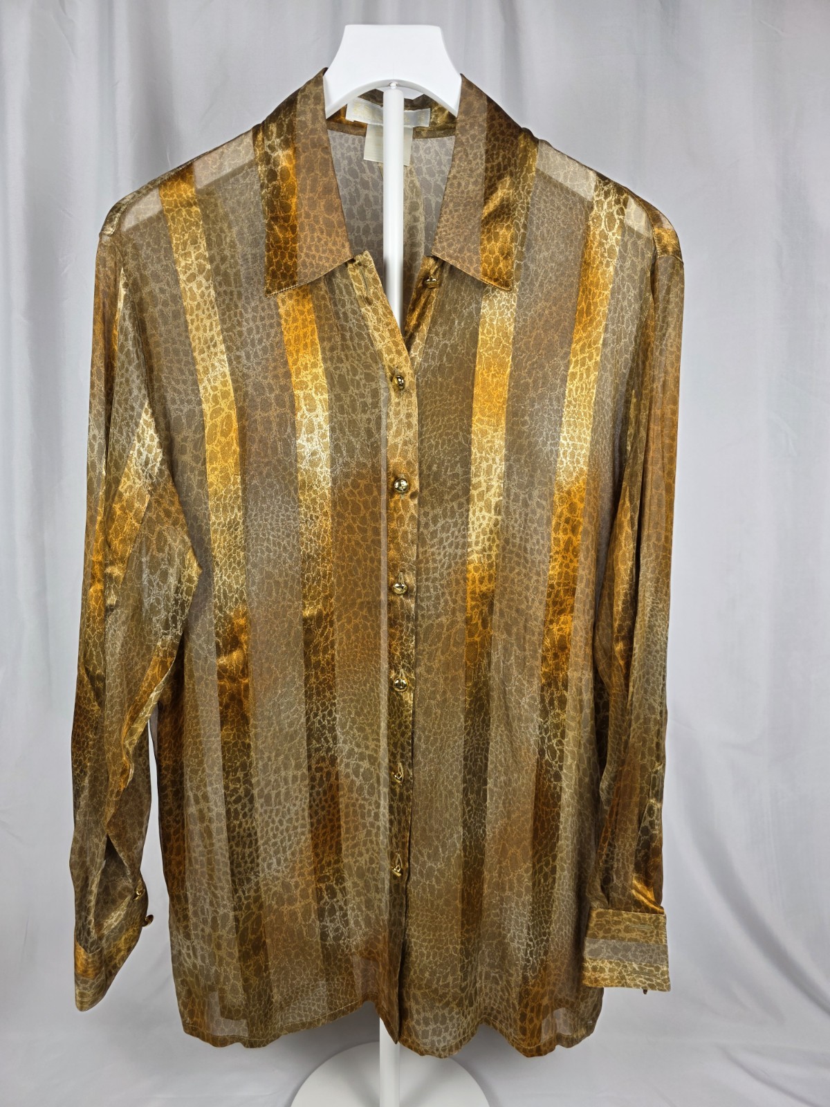 Luxury Escada Leopard Print Vintage 100% Silk Blouse Size 38 Pre-owned Exelent