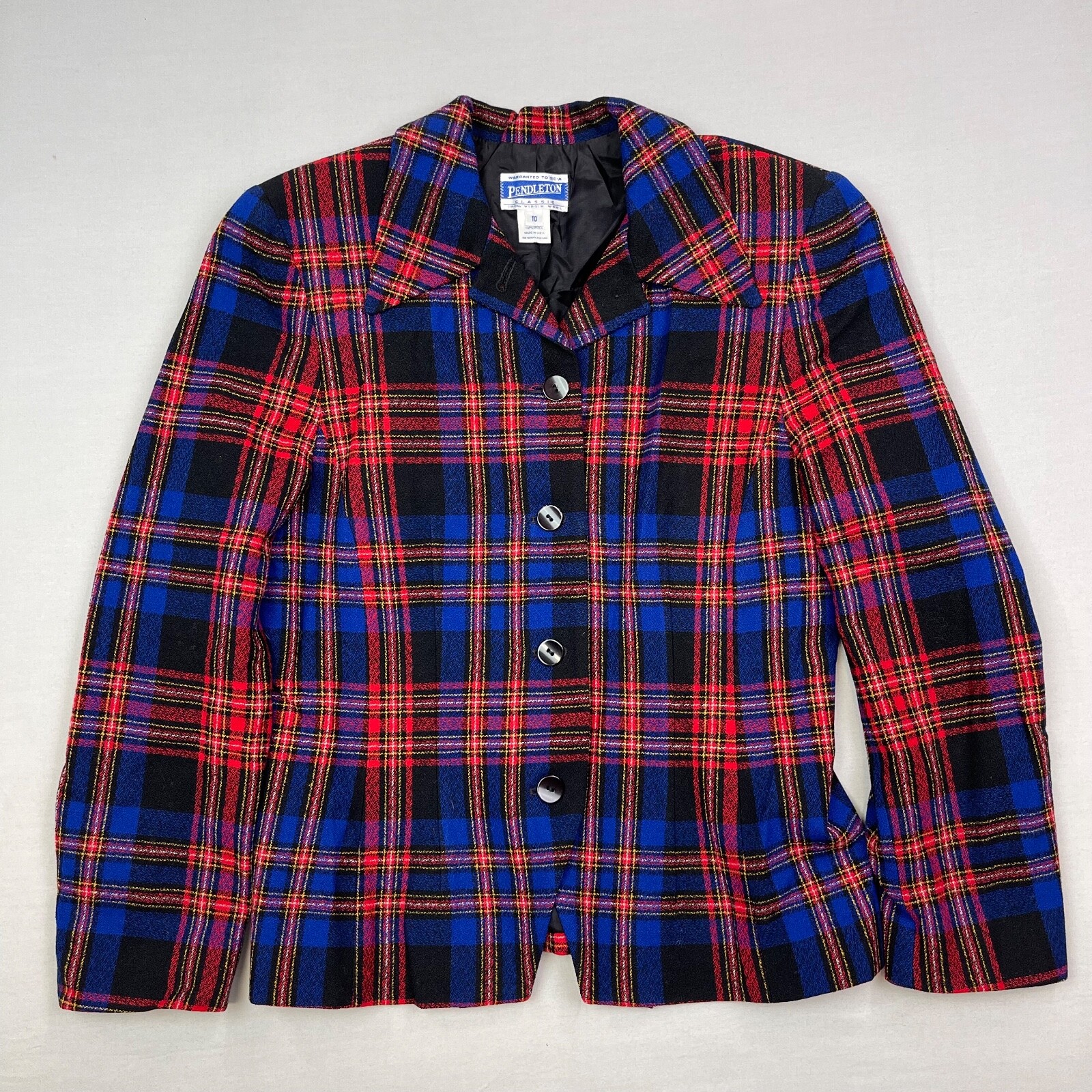 Pendleton Classic Wool Blazer Womens 10 Plaid Lined Jacket Casual Business