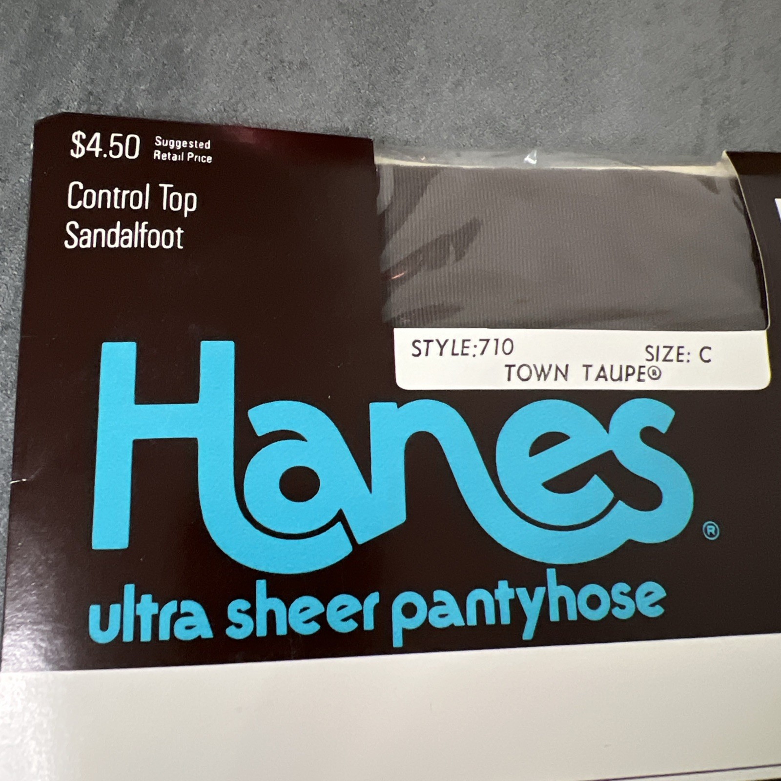 Vtg 1987 Hanes Ultra Sheer Pantyhose Town Taupe Sandalfoot Style 710 Size C
