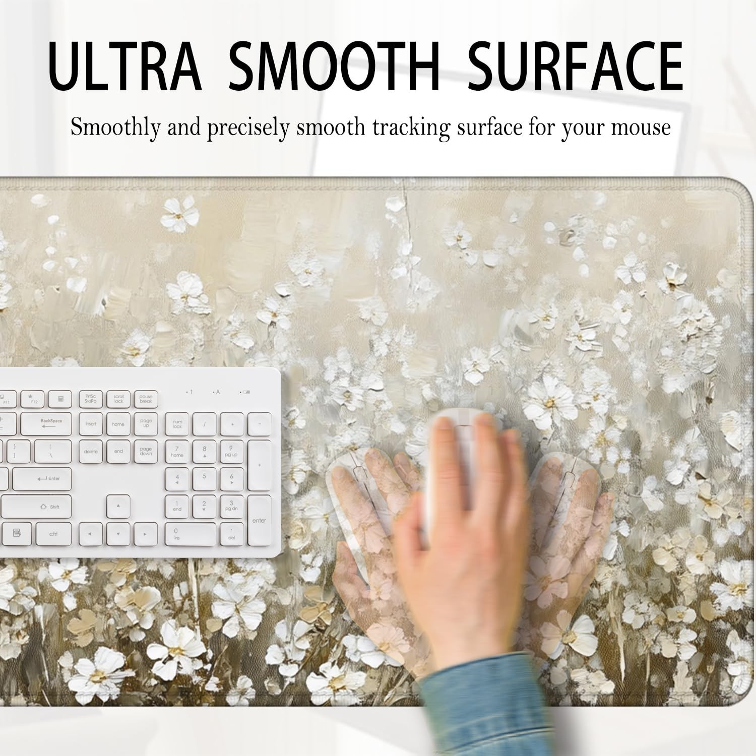 Vintage Watercolor Floral Large Mouse Pad 31.5×15.7inch, Retro Cottagecore Fl…