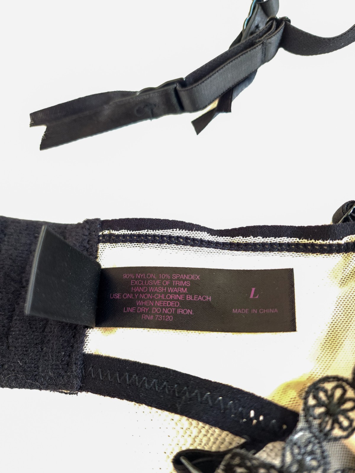 Vtg Fredricks of Hollywood Garter Belt L Black Lace 4 Strap Whimsy Goth Fairy