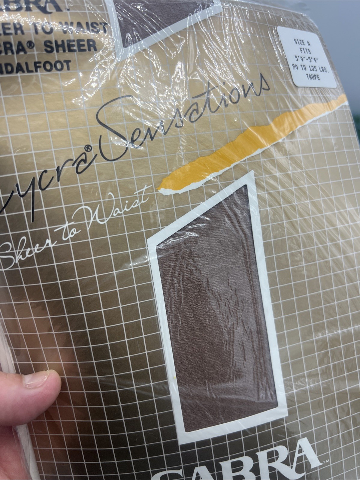 2 VTG Sabra LycraSensations Pantyhose Size A Taupe Sheer To Waist Sandalfoot