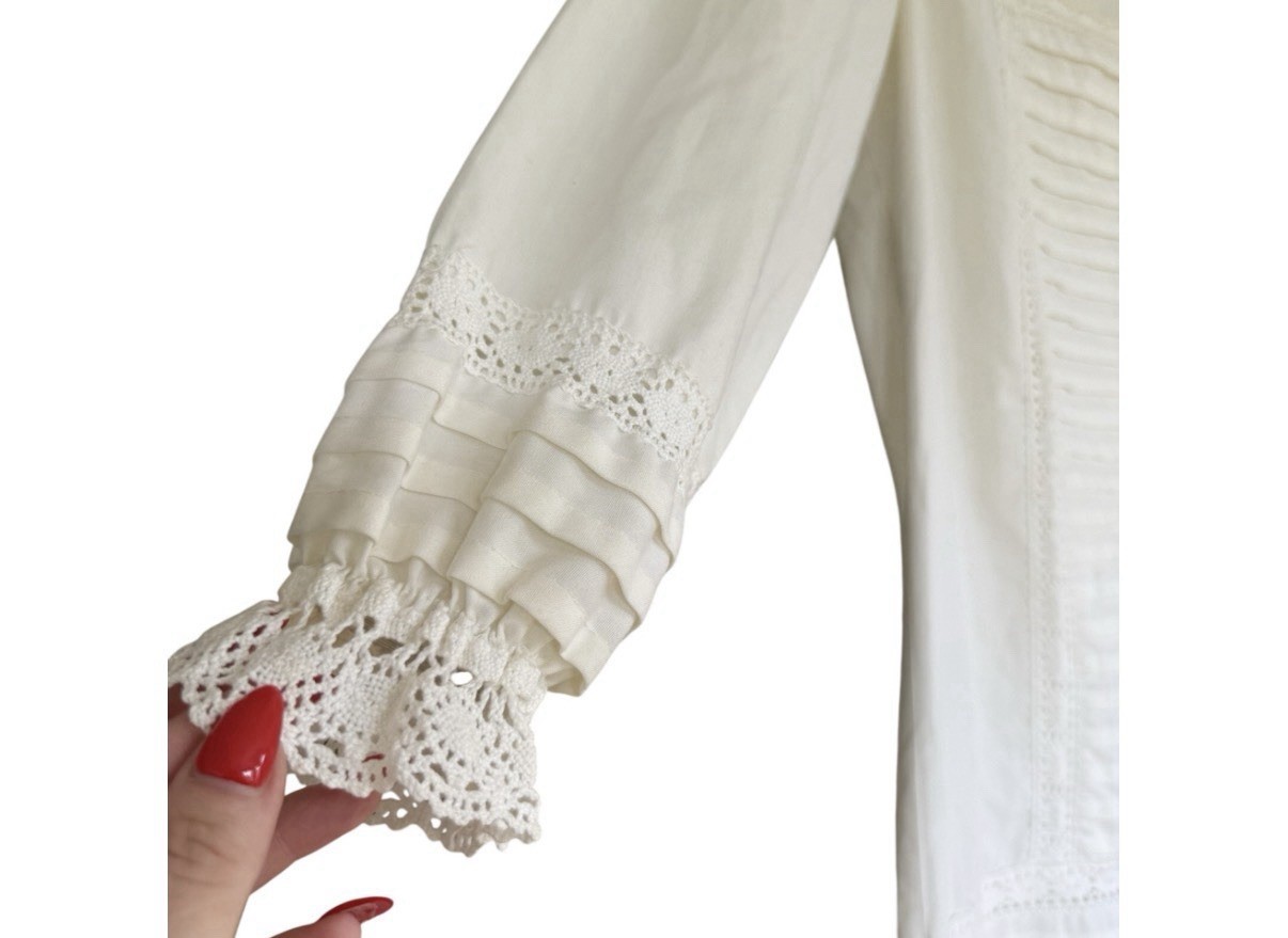 Vintage Cottagecore Windward Shop Montauk Ivory Prairie Dress M Lace Pintuck
